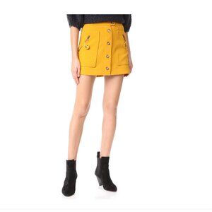 Veronica Beard Monroe mustard yellow orange button-front mini skirt L US10